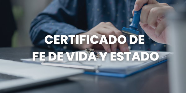 certificado de fe de vida y estado