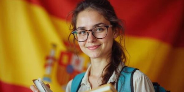 española expatriada con expresion feliz por tener la documentacion a tiempo